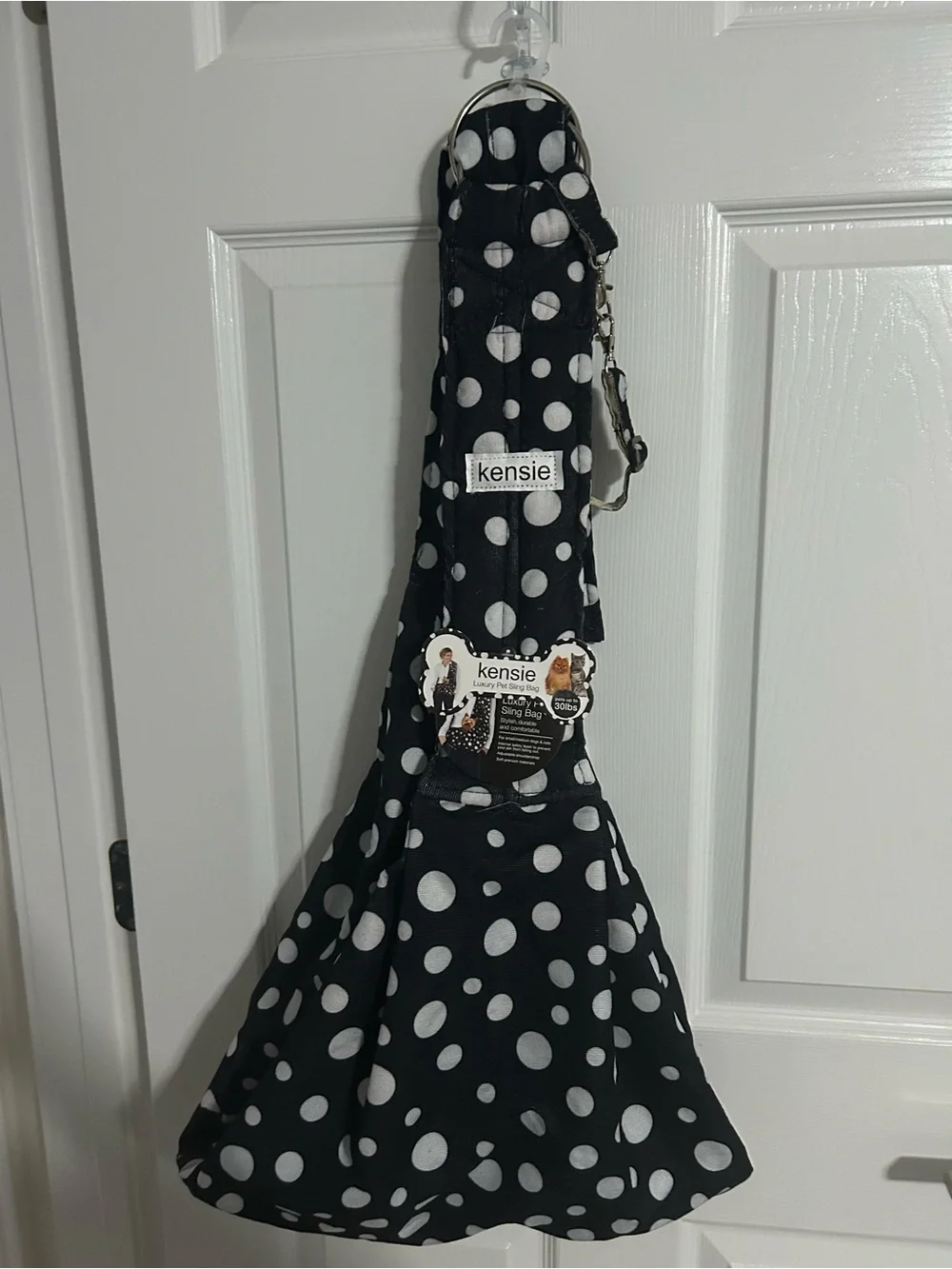 Kensie Black & White Polka Dot Luxury Pet Sling